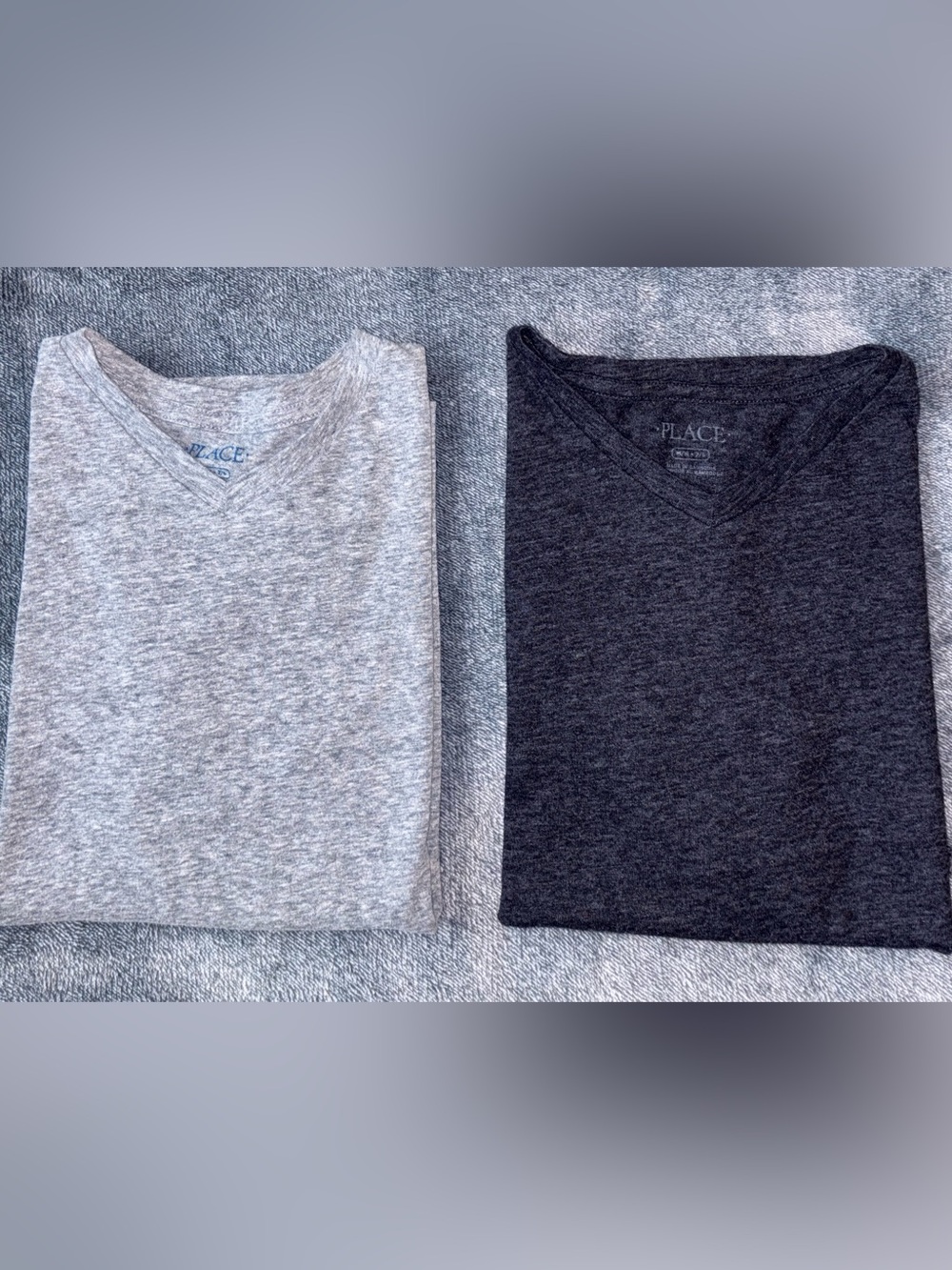 The Children's Place 2-Pack Boys V-Neck Tees - Dark Gray & Light Gray